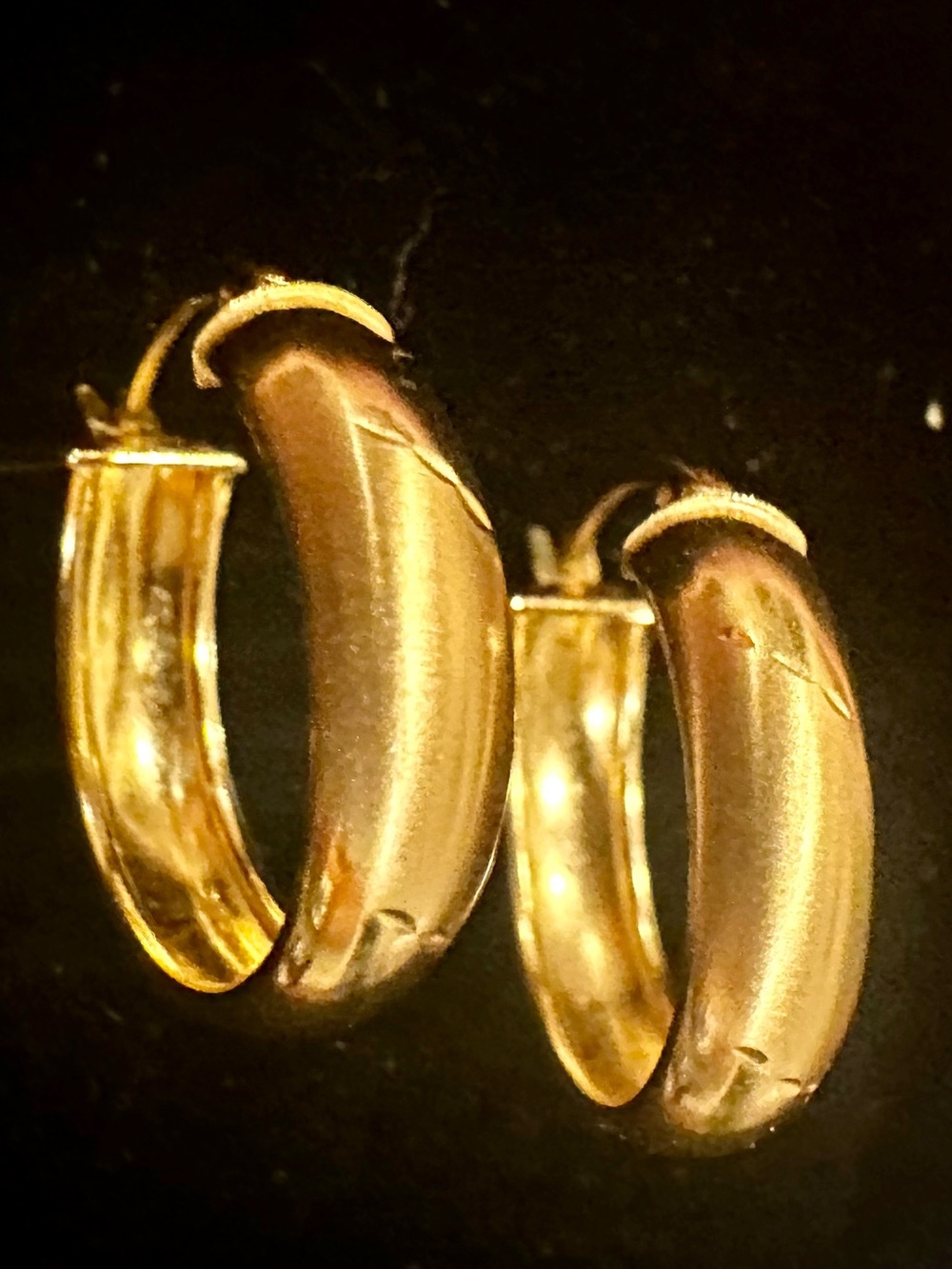 THICK WIDE 10K Solid Gold Hoop Earrings solid 10K thick hoops hoop earrings - Picture 2 of 11